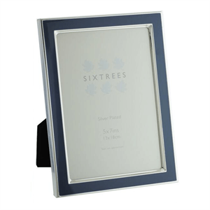 Sixtrees 7x5 inch Silver Plated and Denim Blue Enamel Photoframe